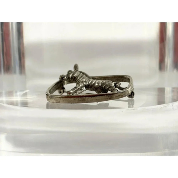 Vintage Silver Tone Zebra Shaped Retro Animal Brooch | Pin - Picture 7 of 10